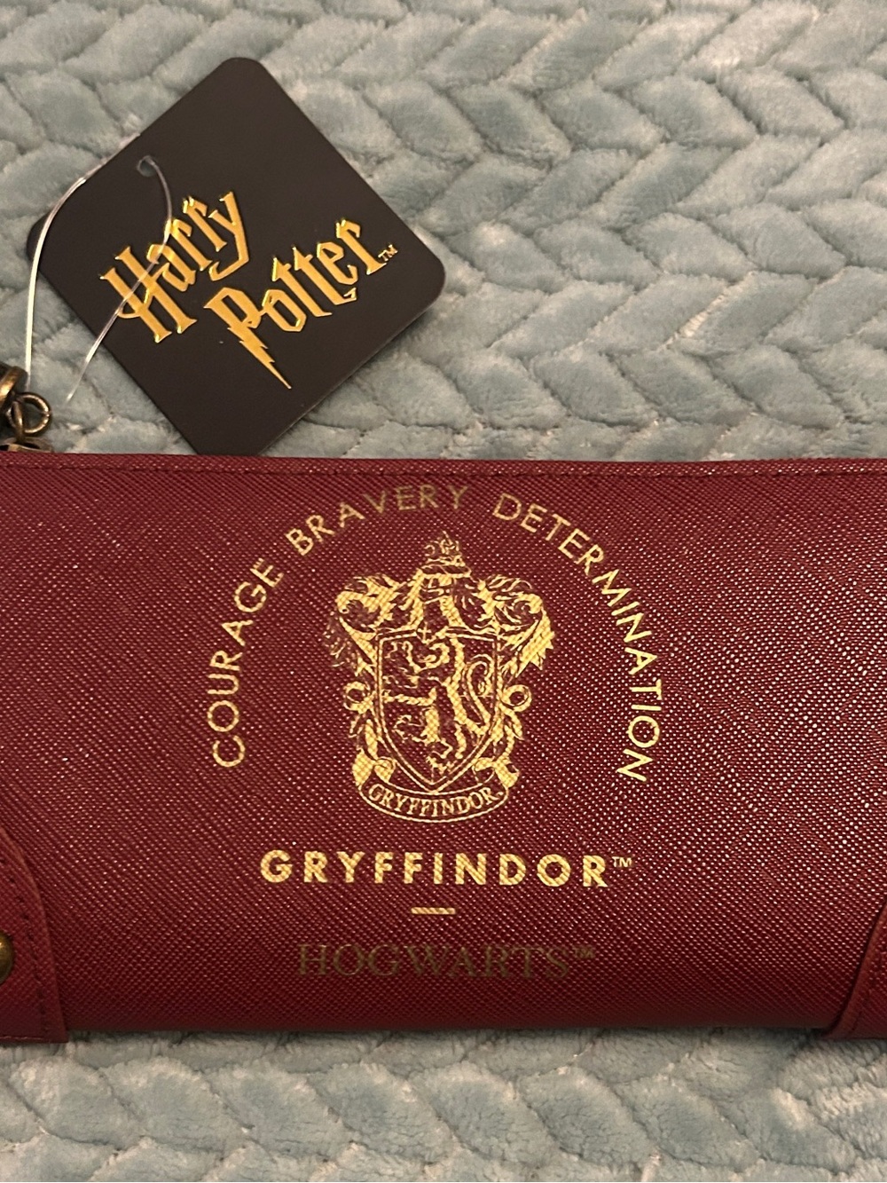 NWT Harry Potter Gryffindor Faux Leather Zip Clutch Wallet Burgandy/Gold